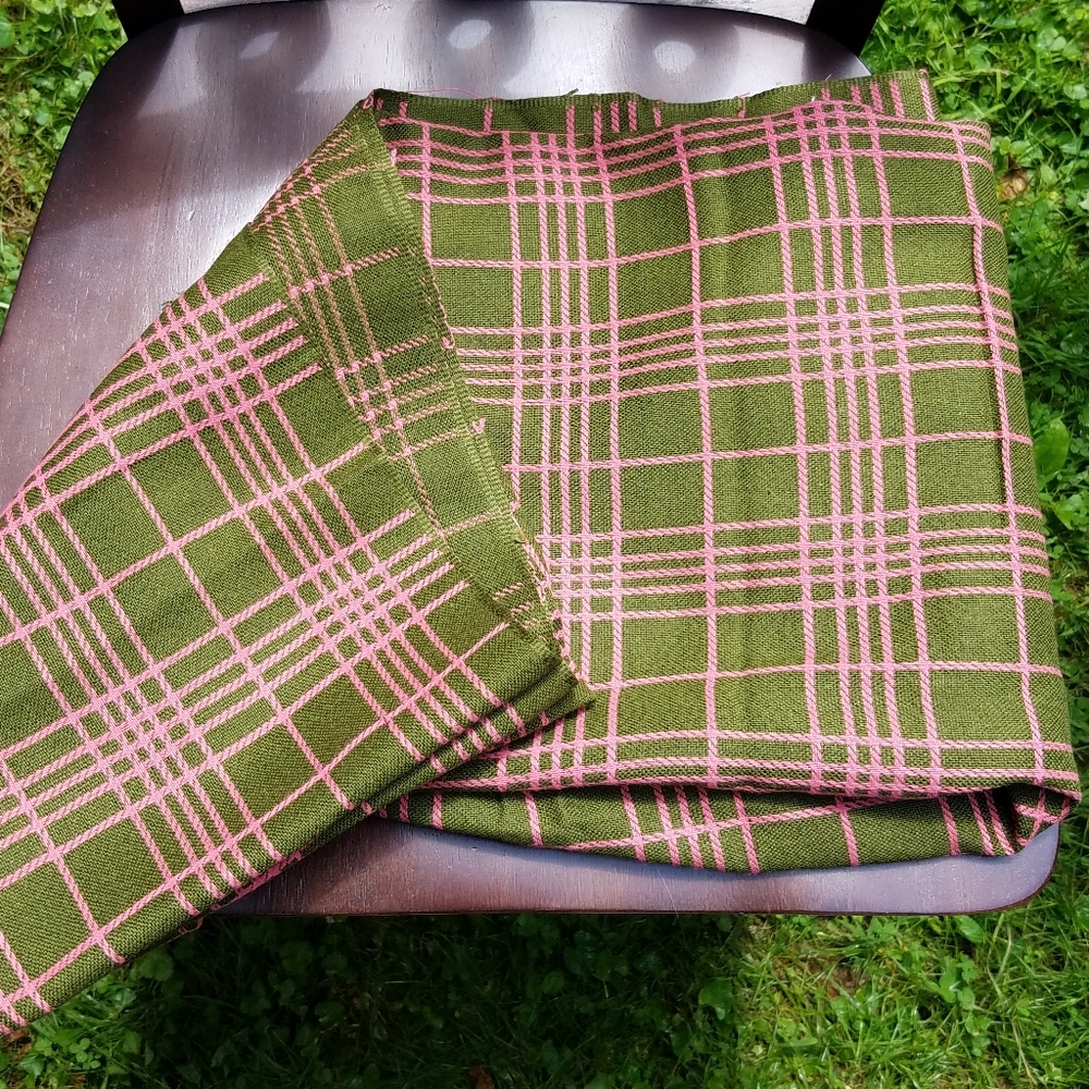Vintage fabric pink and olive green
